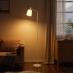 Lampe sur pied Rivria LED dimmable abat jour pivotant blanc doré