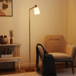 Lampe sur pied Rivria LED dimmable abat jour pivotant blanc doré