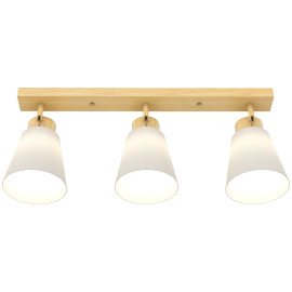 Plafonnier Florea 3 spots orientables E27 bois naturel