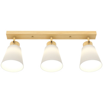 Plafonnier Florea 3 spots orientables E27 bois naturel