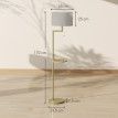 Rosanin Lampadaire moderne étagère USB abat jour lin doré