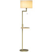 Rosanin Lampadaire moderne étagère USB abat jour lin doré
