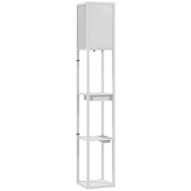 Lampadaire Aubeos étagère USB interrupteur au pied blanc
