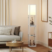 Lampadaire Aubeos étagère USB interrupteur au pied blanc