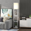Lampadaire Aubeos étagère USB interrupteur au pied blanc