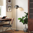 Ilroven lampadaire abat jour rond interrupteur au pied métal gris
