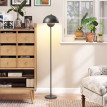 Ilroven lampadaire abat jour rond interrupteur au pied métal gris