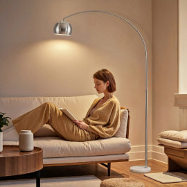 Isis lampe sur pied arc marbre argent