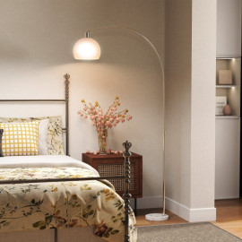 Lampadaire Roset tête courbée interrupteur au pied marbre blanc