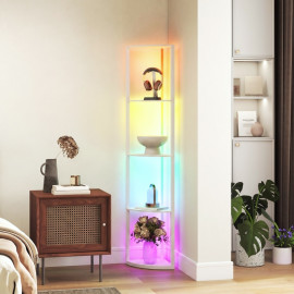Lampe sur pied Harenne LED dimmable étagères RGB Blanc