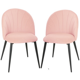 Teras lot de 2 chaises de salle à manger velours coquille rose