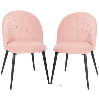 Teras lot de 2 chaises de salle à manger velours coquille rose