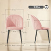 Teras lot de 2 chaises de salle à manger velours coquille rose