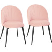Teras lot de 2 chaises de salle à manger velours coquille rose
