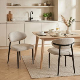 Chaise de salle à manger Helen rembourrée design moderne beige