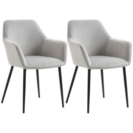 Chaises de salle à manger Iles velours confort gris clair