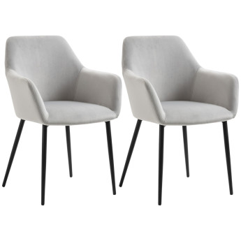 Chaises de salle à manger Iles velours confort gris clair