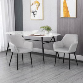 Chaises de salle à manger Iles velours confort gris clair