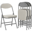 Falay lot de 4 chaises pliantes velours rembourrées crème