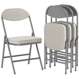 Falay lot de 4 chaises pliantes velours rembourrées crème