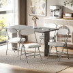 Falay lot de 4 chaises pliantes velours rembourrées crème
