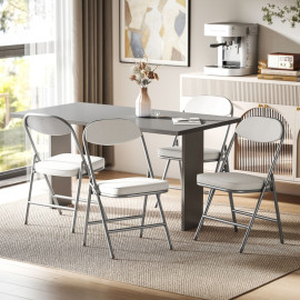 Falay lot de 4 chaises pliantes velours rembourrées crème