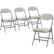 Falay lot de 4 chaises pliantes velours rembourrées crème