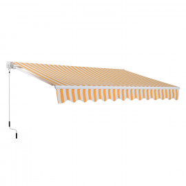Store Banne Manuel Toile Rétractable 3 x 2.5 m Orange Blanc