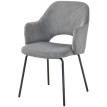 Berivik Chaise de salle à manger en corduroy coque pieds métalliques gris