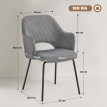 Berivik Chaise de salle à manger en corduroy coque pieds métalliques gris