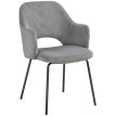Berivik Chaise de salle à manger en corduroy coque pieds métalliques gris