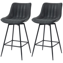 Lot de 2 tabourets de bar Valot pivotants avec dossier noir