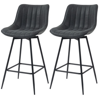 Lot de 2 tabourets de bar Valot pivotants avec dossier noir