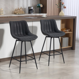 Lot de 2 tabourets de bar Valot pivotants avec dossier noir