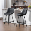 Lot de 2 tabourets de bar Valot pivotants avec dossier noir