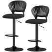 Tabouret de bar Rosveiel réglable pivotant tissu effet lin noir