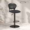 Tabouret de bar Rosveiel réglable pivotant tissu effet lin noir