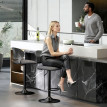 Tabouret de bar Rosveiel réglable pivotant tissu effet lin noir