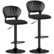 Tabouret de bar Rosveiel réglable pivotant tissu effet lin noir