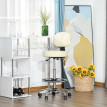 Nalum Tabouret de Bar Pivotant Réglable à Roulettes Cuir PU Beige