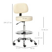 Nalum Tabouret de Bar Pivotant Réglable à Roulettes Cuir PU Beige