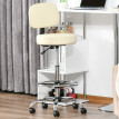 Nalum Tabouret de Bar Pivotant Réglable à Roulettes Cuir PU Beige