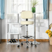Nalum Tabouret de Bar Pivotant Réglable à Roulettes Cuir PU Beige