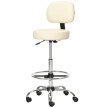 Nalum Tabouret de Bar Pivotant Réglable à Roulettes Cuir PU Beige
