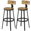 Lot de 2 tabourets de bar Camia style rustique bois métal marron