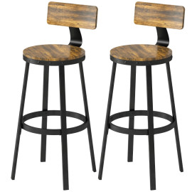 Lot de 2 tabourets de bar Camia style rustique bois métal marron