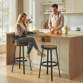 Lot de 2 tabourets de bar Camia style rustique bois métal marron