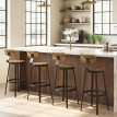 Lot de 2 tabourets de bar Camia style rustique bois métal marron