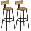 Lot de 2 tabourets de bar Camia style rustique bois métal marron
