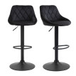 Auros lot de 2 tabourets de bar pivotants réglables avec dossier velours noir